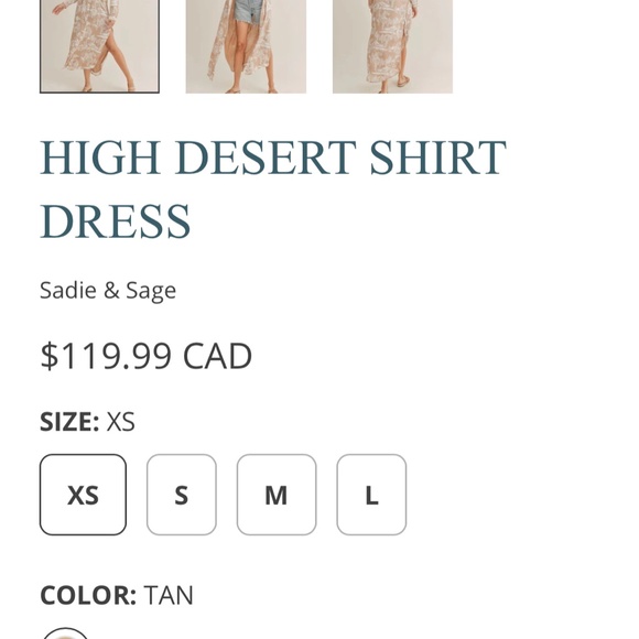 HIGH DESERT SHIRT DRESS :Sadie & Sage XS - Picture 4 of 4
